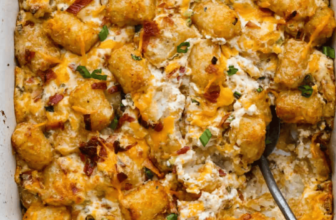 Cracked Out Tater Tot Casserole with Bacon and Ran...