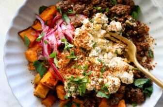 Street Corn Beef and Sweet Potato Bowls Recipe