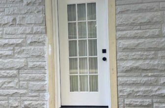 The Finished Faux Stone On The Exterior Bedroom Do...