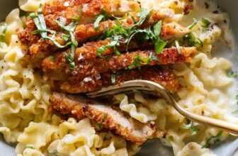 Crispy Parmesan Chicken with Creamy Lemon Pasta Re...