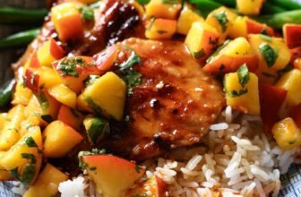 Teriyaki Chicken with Ginger Peaches and Sesame Dr...